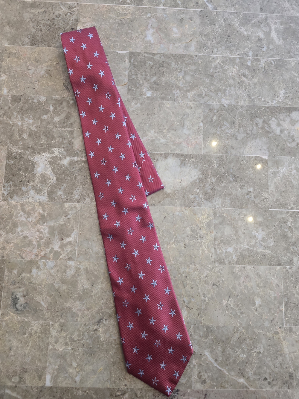 CHANEL Red/grey Star Silk Tie